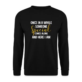 Frech sagen, jemand Besonderes hier bin ich - Unisex Pullover - Schwarz - Vorne - Alina (178cm) & Michal (187cm)