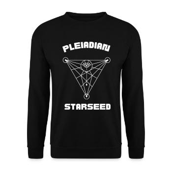 Pleiadian Starseed Geschenkidee - Unisex Pullover - Schwarz - Vorne - Alina (178cm) & Michal (187cm)