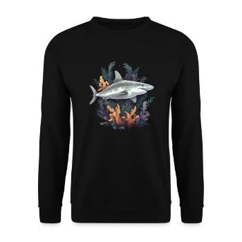 Grands coraux de poissons de requin blanc - Sweat-shirt Unisexe - noir - Devant - Alina (178cm) & Michal (187cm)