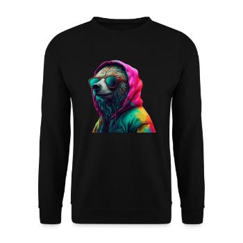 Bear with Sunglasses Colorful Cool Bears Forest Animal - Unisex Sweatshirt - black - Front - Alina (178cm) & Michal (187cm)