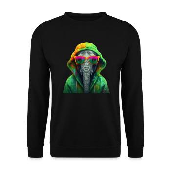 Elefant Afrika Asien Tier Coole Elefanten Bunt - Unisex Pullover - Schwarz - Vorne - Alina (178cm) & Michal (187cm)