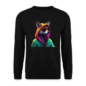 Fuchs mit Sonnenbrille Bunt Coole Füchse Waldtier - Unisex Pullover - Schwarz - Vorne - Alina (178cm) & Michal (187cm)