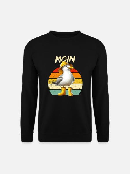 Hamburg Moin Möwe Nordsee Nordseeküste Lustig Cool - Unisex Pullover - Schwarz