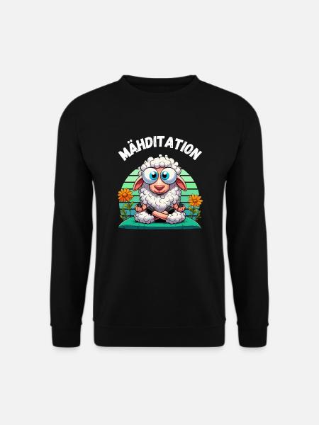 Schaf Meditation Yoga Entspannung Lustig Namaste - Unisex Pullover - Schwarz