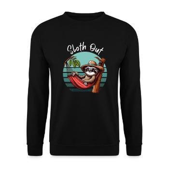 Sloth Hammock Time Out Vacation Beach Sea Fun - Unisex Sweatshirt - black - Front - Alina (178cm) & Michal (187cm)