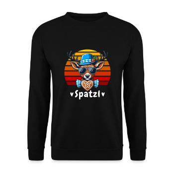 Bavaria Gingerbread Deer Spatzl October Blue-White - Unisex Sweatshirt - black - Front - Alina (178cm) & Michal (187cm)