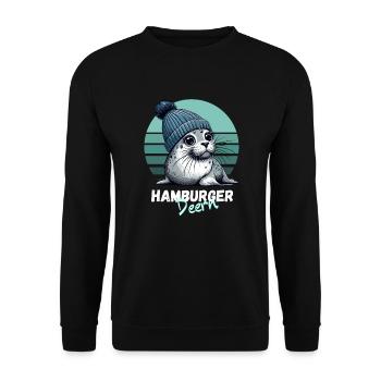 Hambourg Hamburg Deern Seal Seal Mignon - Sweat-shirt Unisexe - noir - Devant - Alina (178cm) & Michal (187cm)