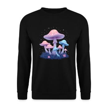 Magic Mushrooms - Mystical Forest Art - Unisex Sweatshirt - black - Front - Alina (178cm) & Michal (187cm)