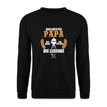 Papa der Grillmeister - Unisex Pullover - Schwarz - Vorne - Alina (178cm) & Michal (187cm)