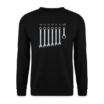 Maulschlüssel mit Bieröffner - Unisex Pullover - Schwarz - Vorne - Alina (178cm) & Michal (187cm)