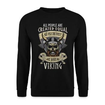 Nordisch Rune Valhalla Raben - Unisex Pullover - Schwarz - Vorne - Alina (178cm) & Michal (187cm)