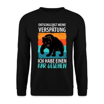 Bär Bären Raubtier - Unisex Pullover - Schwarz - Vorne - Alina (178cm) & Michal (187cm)