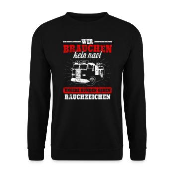 Feuerwehr Fahrzeug - Unisex Pullover - Schwarz - Vorne - Alina (178cm) & Michal (187cm)