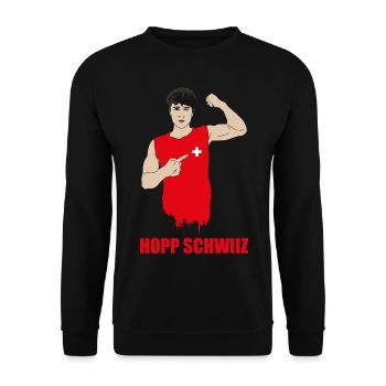 Schweiz Swiss Schwiiz Switzerland Fußball football - Unisex Pullover - Schwarz - Vorne - Alina (178cm) & Michal (187cm)