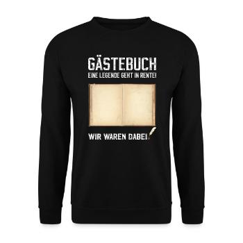 Gästebuch Ruhestand Rente Abschied Letzter Arbeits - Unisex Pullover - Schwarz - Vorne - Alina (178cm) & Michal (187cm)