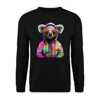 Koala mit Sonnenbrille Bunt Coole Koalabär - Unisex Pullover - Schwarz - Vorne - Alina (178cm) & Michal (187cm)