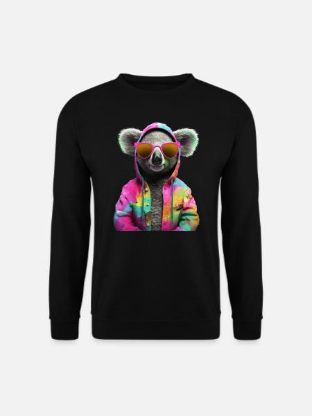 Koala mit Sonnenbrille Bunt Coole Koalabär - Unisex Pullover - Schwarz