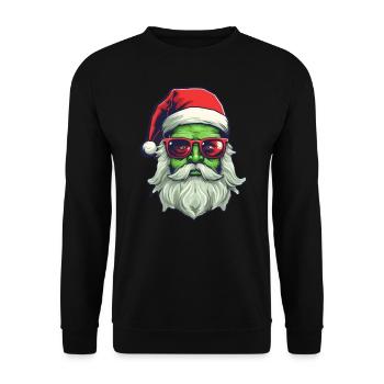Ugly Christmas Santa Clause Logo Design - Unisex Sweatshirt - black - Front - Alina (178cm) & Michal (187cm)