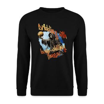 Skeleton Playing Basketball Halloween Costume - Unisex Sweatshirt - black - Front - Alina (178cm) & Michal (187cm)