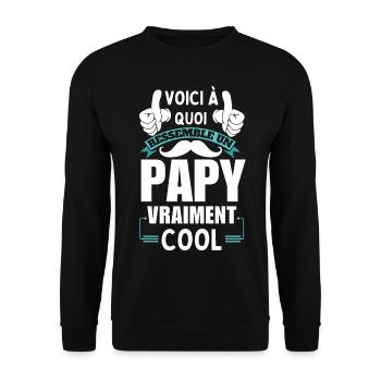 T-shirt Papy vraiment Cool - Sweat-shirt Unisexe - noir - Devant - Alina (178cm) & Michal (187cm)