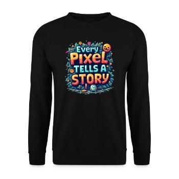 Chaque pixel raconte une histoire - Retro Gaming - Sweat-shirt Unisexe - noir - Devant - Alina (178cm) & Michal (187cm)