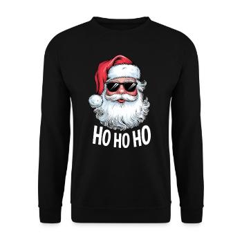 Weihnachtsmann lustig Ho Ho Ho Santa Sonnenbrille - Unisex Pullover - Schwarz - Vorne - Alina (178cm) & Michal (187cm)