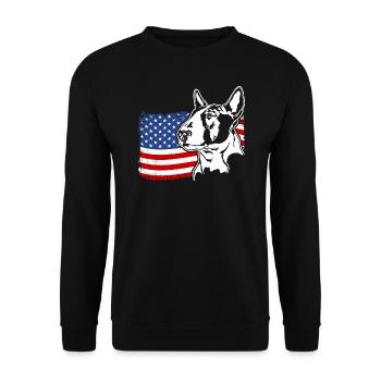 Bull Terrier US America Flag Dogs Dog Wilsigns - Unisex Sweatshirt - black - Front - Alina (178cm) & Michal (187cm)