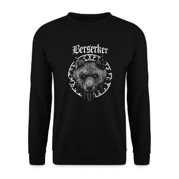 Berserker Bär Krieger Odin Nordische Runen Symbole - Unisex Pullover - Schwarz - Vorne - Alina (178cm) & Michal (187cm)