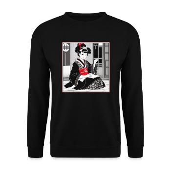Mignon Geisha Style traditionnel japonais - Sweat-shirt Unisexe - noir - Devant - Alina (178cm) & Michal (187cm)