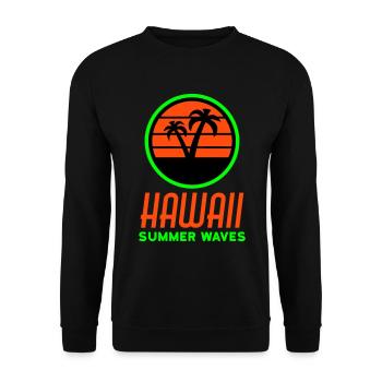 Hawaii, summer waves (Kreis, Sonne, Palmen) - Unisex Pullover - Schwarz - Vorne - Alina (178cm) & Michal (187cm)