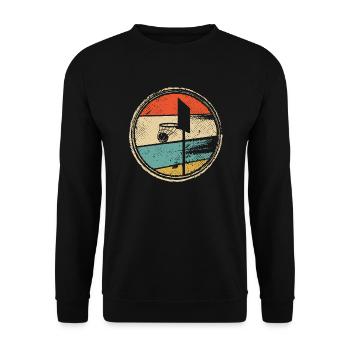 Basketball Hoop Coach Retro Basketball Player - Unisex Sweatshirt - black - Front - Alina (178cm) & Michal (187cm)