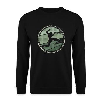 Parkour Vintage Design Freerunner Freerunning - Unisex Pullover - Schwarz - Vorne - Alina (178cm) & Michal (187cm)
