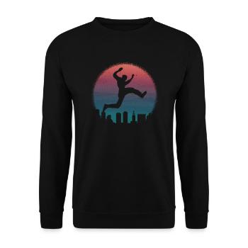 Parkour Retro Design Freerunner Freerunning - Unisex Pullover - Schwarz - Vorne - Alina (178cm) & Michal (187cm)