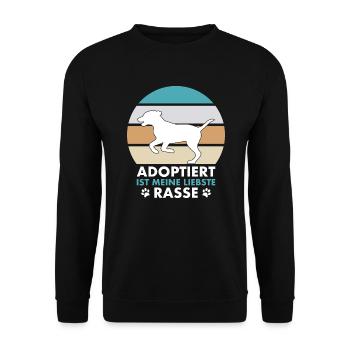 Adoptiert ist meine liebste Rasse - Hund retro - Unisex Pullover - Schwarz - Vorne - Alina (178cm) & Michal (187cm)