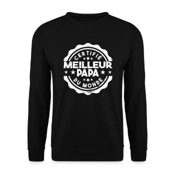 Certifié Meilleur Papa du Monde Cadeau Papa - Sweat-shirt Unisexe - noir - Devant - Alina (178cm) & Michal (187cm)