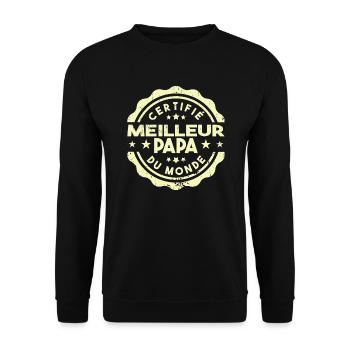 Certifié Meilleur Papa Du Monde - Sweat-shirt Unisexe - noir - Devant - Alina (178cm) & Michal (187cm)
