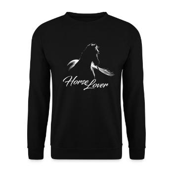 Pferde Liebhaber Horse Lover Illustration - Unisex Pullover - Schwarz - Vorne - Alina (178cm) & Michal (187cm)