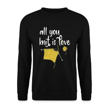 Stricken Sie alles, was Sie stricken ist Liebe - Unisex Pullover - Schwarz - Vorne - Alina (178cm) & Michal (187cm)