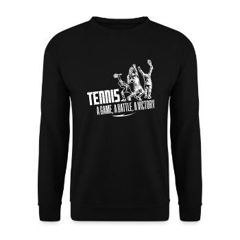 Tennis - A Game, A Battle, A Victory - Unisex Sweatshirt - black - Front - Alina (178cm) & Michal (187cm)