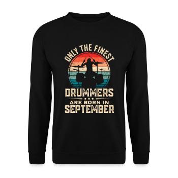 Schlagzeuger Geboren im September Geburtstag Schlagzeuger - Unisex Pullover - Schwarz - Vorne - Alina (178cm) & Michal (187cm)