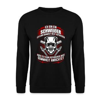 Schweißer schweißen Metall Dummheit - Unisex Pullover - Schwarz - Vorne - Alina (178cm) & Michal (187cm)
