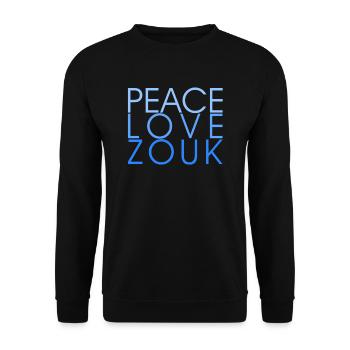 Peace Love Zouk - blue - Danceshirt - Unisex Pullover - Schwarz - Vorne - Alina (178cm) & Michal (187cm)