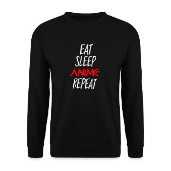 EAT SLEEP ANIME REPEAT - Unisex Pullover - Schwarz - Vorne - Alina (178cm) & Michal (187cm)
