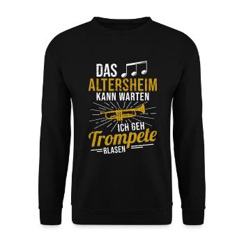 Trompete Musiker Trompeter Orchester Blasmusik - Unisex Pullover - Schwarz - Vorne - Alina (178cm) & Michal (187cm)
