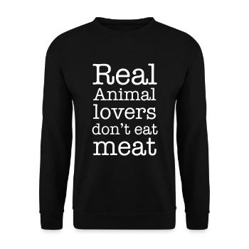 Vegan Real Animal Lovers - Unisex Sweatshirt - black - Front - Alina (178cm) & Michal (187cm)