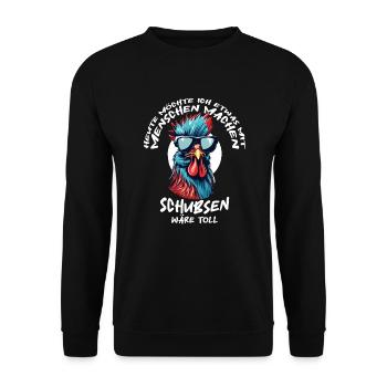 Gerne was mit Menschen machen schubsen wäre toll - Unisex Pullover - Schwarz - Vorne - Alina (178cm) & Michal (187cm)