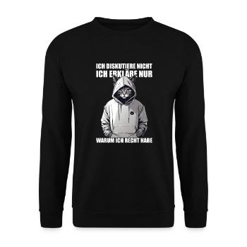 Ich diskutiere nicht, ich erkläre nur warum ich... - Unisex Pullover - Schwarz - Vorne - Alina (178cm) & Michal (187cm)