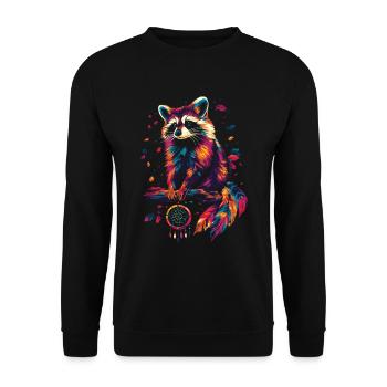 Raccoon with Dream Catcher - Unisex Sweatshirt - black - Front - Alina (178cm) & Michal (187cm)