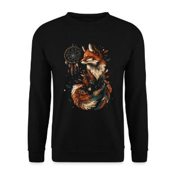 Fuchs Traumfänger - Unisex Pullover - Schwarz - Vorne - Alina (178cm) & Michal (187cm)