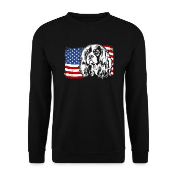 Cavalier King Charles Spaniel US America Flag - Unisex Sweatshirt - black - Front - Alina (178cm) & Michal (187cm)